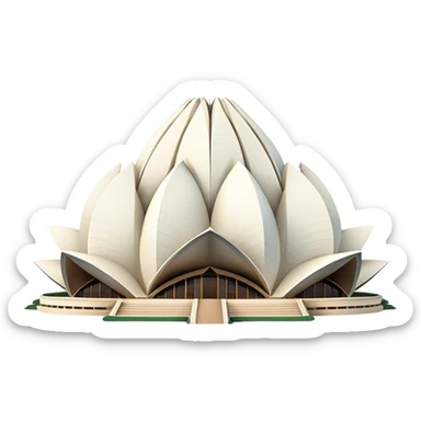 Cinematic Realistic Lotus Temple Landmark Emoji, showcasing the modern architectural marvel with petal‚Äêlike structures rendered with dynamic lighting and graceful textures. sticker