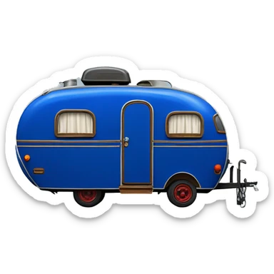 Realistic cobalt blue vintage round gypsy caravan wagon camper sticker