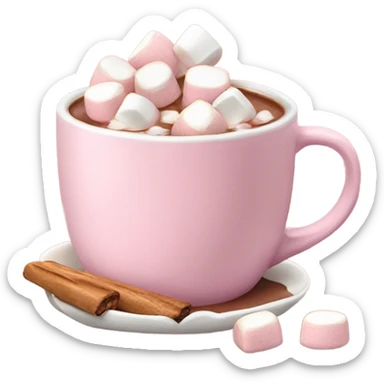 Light Pink mug of hot chocolate with marshmallows  sticker
