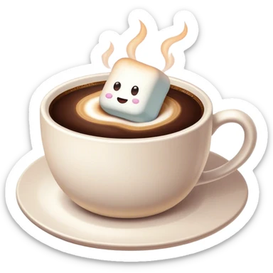 A cup of coffee with marshmallow  sticker