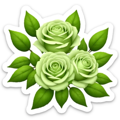 big bouquet Soft Green Tea Rose, luxuriant, leaf, bud sticker