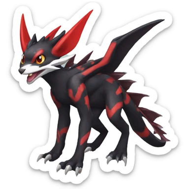 Black Cool Edgy Anthro Noivern-Nargacuga Fakémon  with White and Red Edgy markings sticker