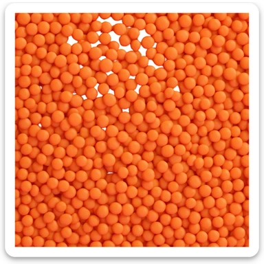small pile or scatter of dried red lentils, flat lens shape, warm orange to coral color, smooth matte texture, subtle size and tone variation, no bowl or packaging, clean 3D, soft lighting, emoji scale sticker