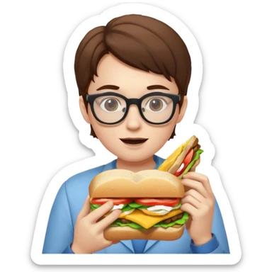 geek eating sandwicgh sticker