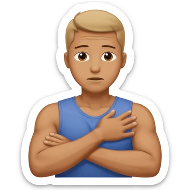 Man strangling  Himself with arms crossed over and grabbing neck tightly sticker