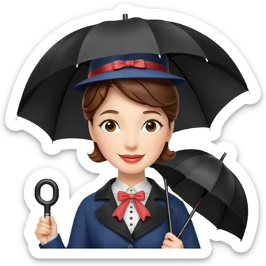 Mary Poppins holds an umbrella in her hand. sticker