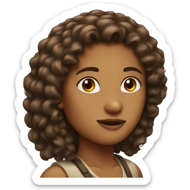 Femme avec des cheveux bouclés brun foncé très long  sticker