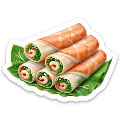 Vietnamese spring roll with a shrimp and green onion sticker