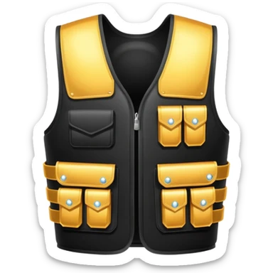 all-black bulletproof vest, sparkling highlights sticker