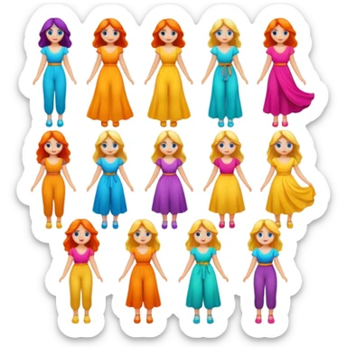 cartoon characters, flowy, fun sticker