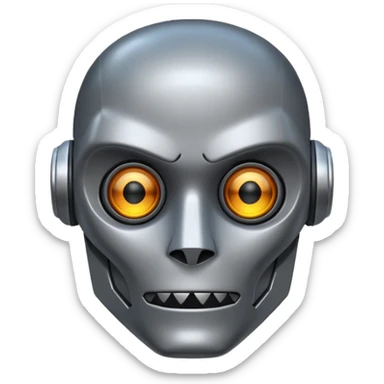 evil robot. Only its head. Low details sticker