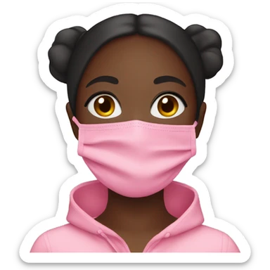 black Girl doing pink facemask sticker