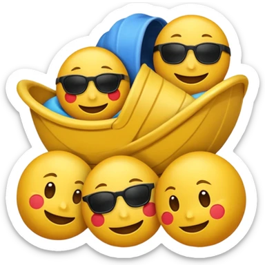Панама синего цвета, панама в минималистичном стиле emoji. Материал панамы: джинса. У панамы есть черные шнурки. sticker
