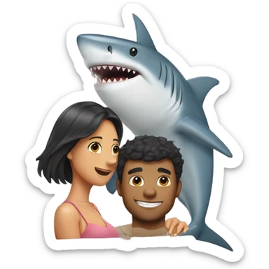 Shark with a girlfriend  sticker