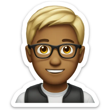 boy with glasses looking at viewer sticker