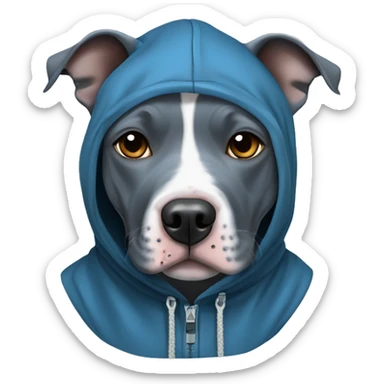 Blue Staffordshire bull terrier with blue eyes and a hoodie  sticker