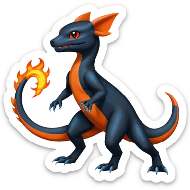 Shiny Salandit-Umbreon-Charmeleon-Fakémon-hybrid-creature (full body)  sticker