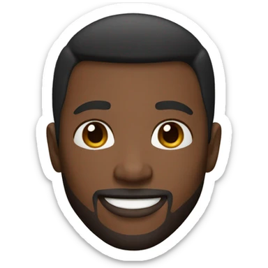 memoji black man with brown eyes, short and beard hair smiling sticker
