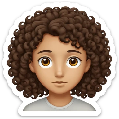 tan teenager with curly dark brown hair sticker