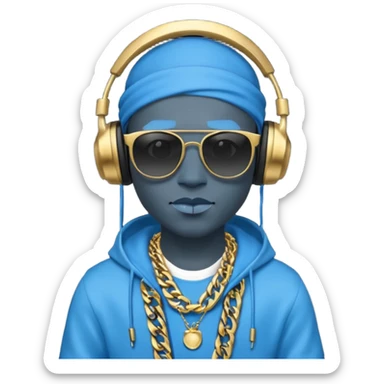 Avatar rapper with headphones blue character ' sticker