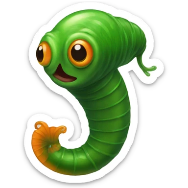 Eight-eyed green and orange leech with suction sticker