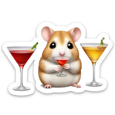 hamster drinking a martini sticker