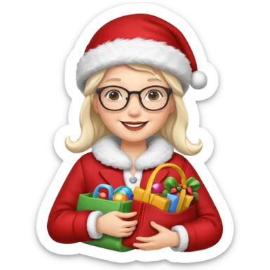 female Santa Claus with glasses sticker