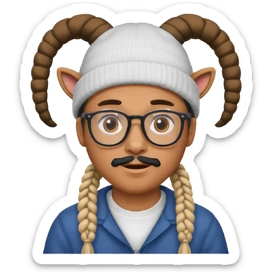man with braids glasses beanie and goat beard sticker