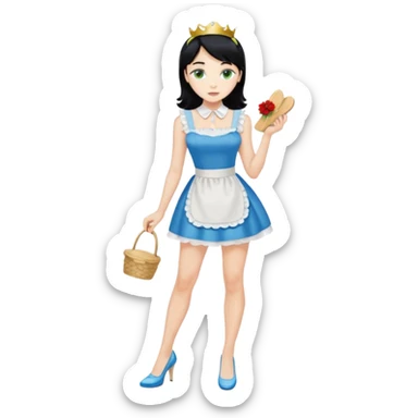 King, black hair, body, legst, blue eyes, shoes, maid blonde hair, green eyes, sexy white short sleveless dress, shoes sticker