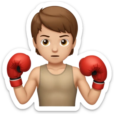 a white kid with brown hair boxing sticker