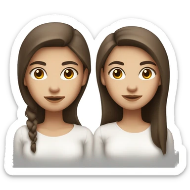 white skin girl with straight long brown hair and brown eyes with a white shirt on sticker