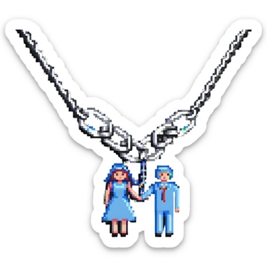 couple connected by a chain sticker