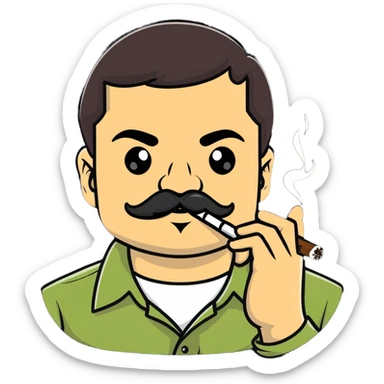 El Chapo drug lord with mustache smoking marijuana sticker
