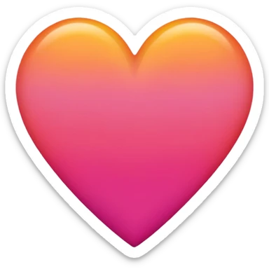 Dark pink to orange to yellow to orange to dark pink double gradient heart sticker