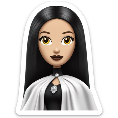 Dulcissima Barbie, Morticia Addams, cape,veil,funeralwear,showing off, show full body,accessories  sticker