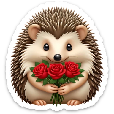 hedgehog with a bouquet of roses sticker