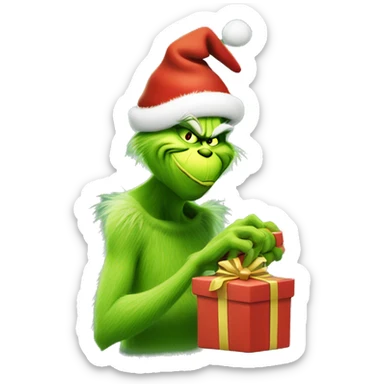 Grinch stealing Christmas gifts sticker