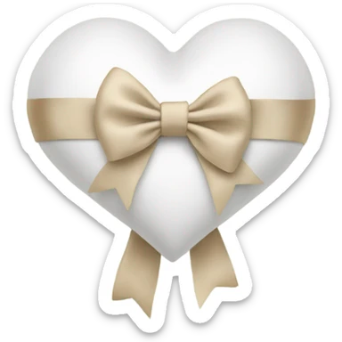 white heart with beige satin bow sticker
