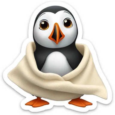 Cute puffin with blanket  sticker