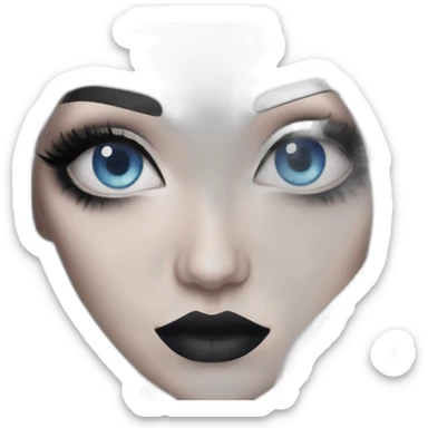 goth makeup blue eyes white hair sticker