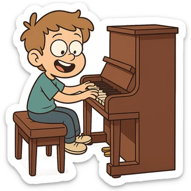 child playing piano sticker