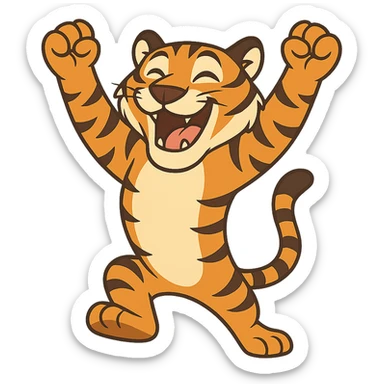 tiger celebrating, variation 3 sticker