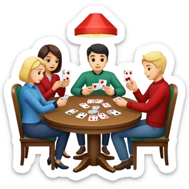 Trash card game with 4 players sticker