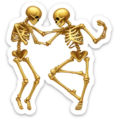 golden skeleton dancing sticker