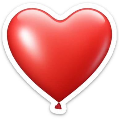 **Shape**: Heart-shaped balloon.
- **Color**: Bright red.
- **Additional Details**: A thin white or black thread hanging from the bottom of the balloon.

This emoji would represent love and party or celebration in a single image. sticker