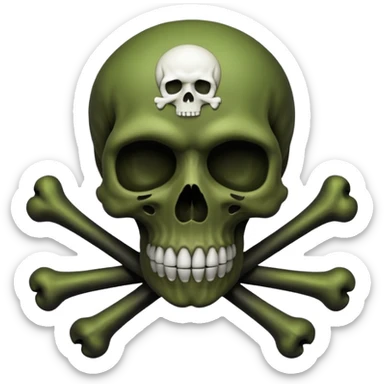 a poisonous cloud of gas, dark swamp color, with an image of a skull and two crossed bones behind the skull sticker