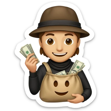 Robber emoji holding a bag of money sticker