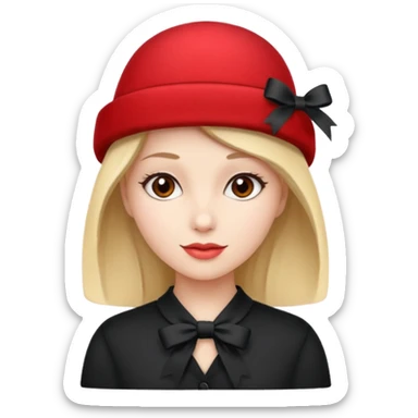 Ladies red hat with ribbon  sticker