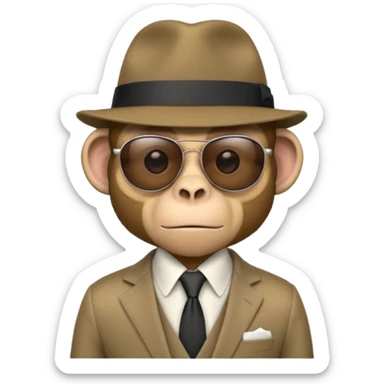Make an emoji that looks like a monkey in a mafia with sunglasses sticker