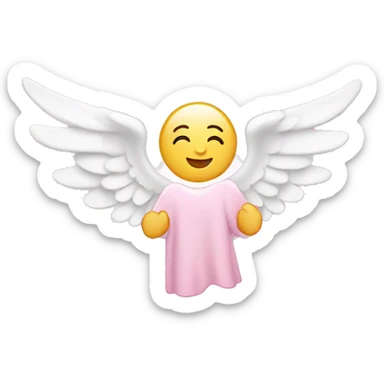 Light pink star with white angel wings sticker